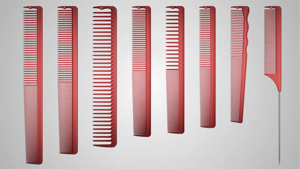 Hanzo hair cutting comb set in red