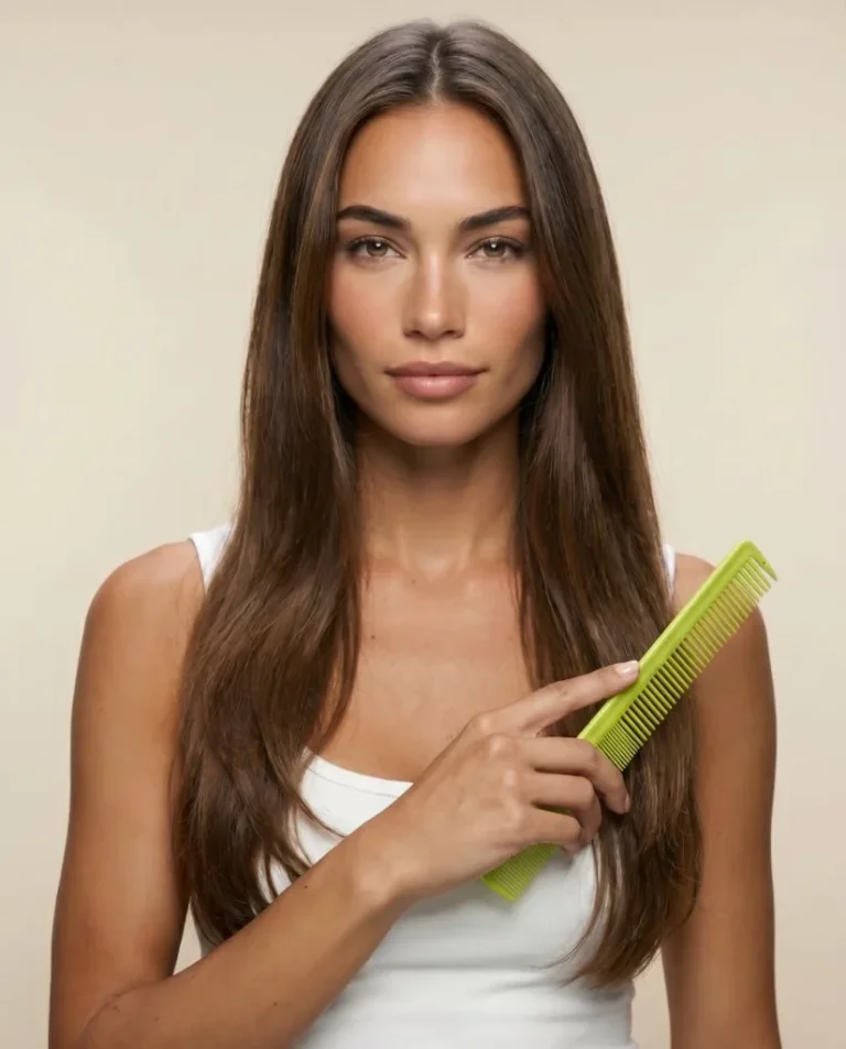 Model with a Hanzo cutting comb