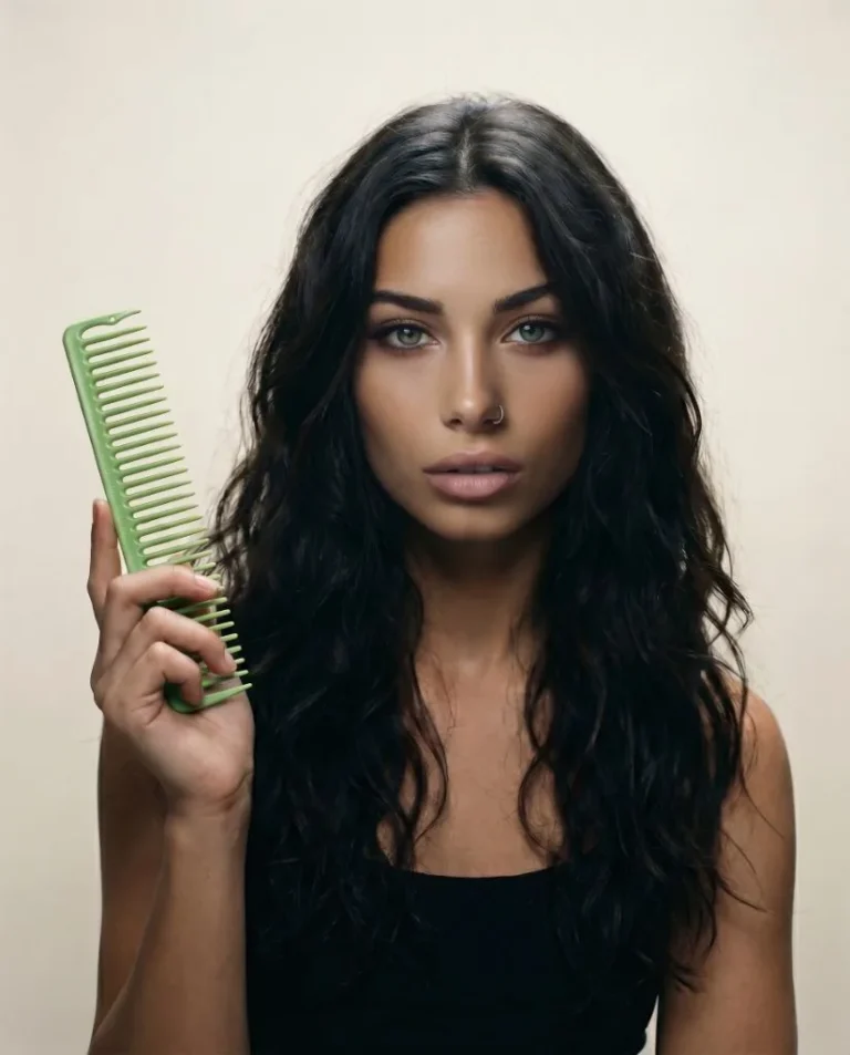 Model with a Hanzo cutting comb