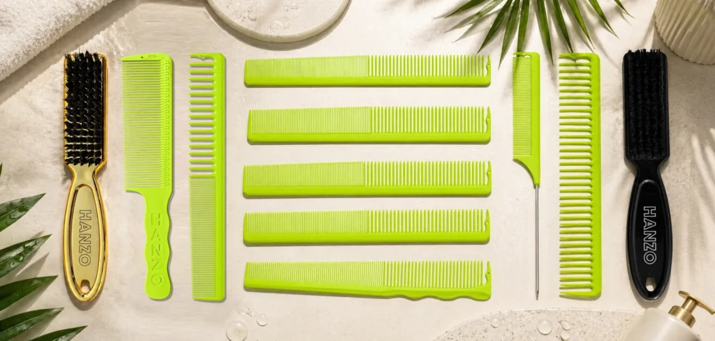 The full set of Hanzo cutting combs laid out